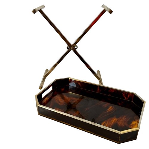 Maison Mercier Faux Tortoiseshell Lucite Tray With Stand