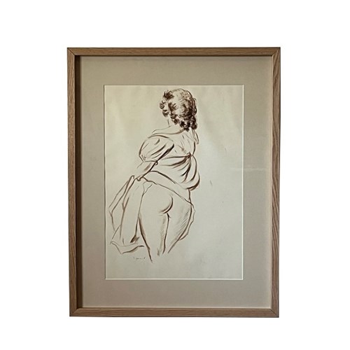 20Th Century Framed Drawing By Andre Dignimont