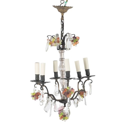 French Chandelier With Coloured Grape Bunch Drops