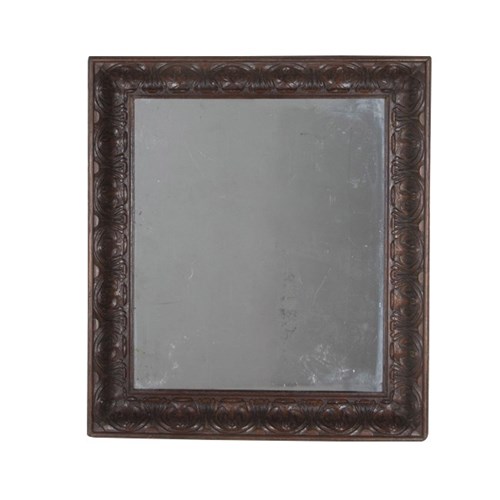 Large 19Th Century French Carved Oak Mirror