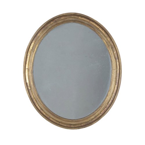 Large 19Th Century French Oval Giltwood Mirror