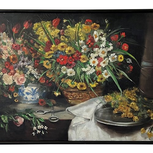 Large 19Th Century Signed Still Life Painting