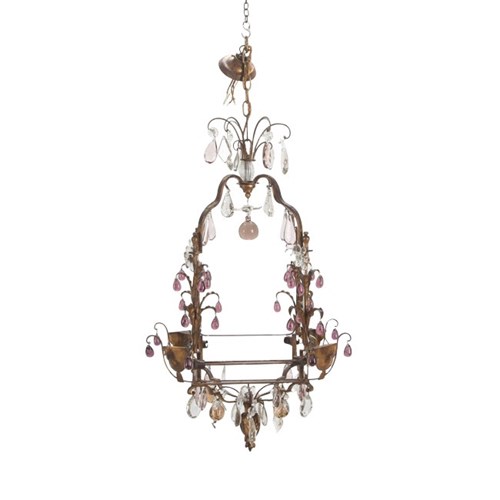 Large French Gilt Tole Chandelier