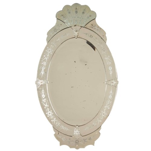 Large Oval Mid-Century Venetian Mirror