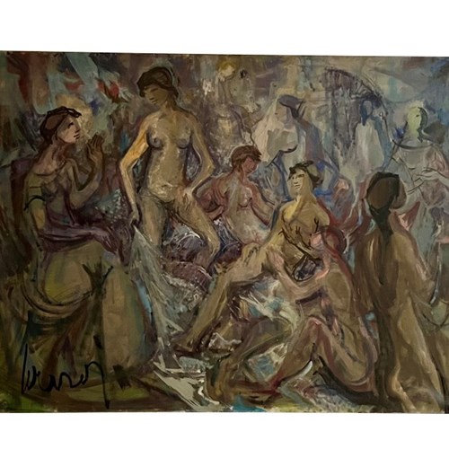 Large Signed Oil Painting By Locardi