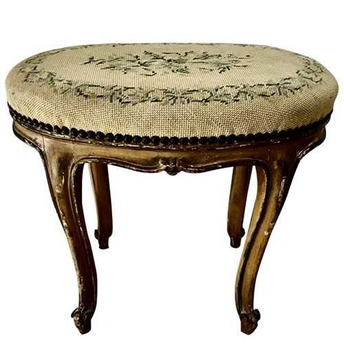 French Louis Xv Revival Painted Oval Stool