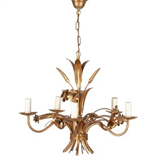 Mid-Century French Gilt Tole Floral...