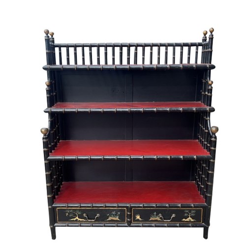 Large 20Th Century Hollywood Regency Faux Bamboo Etagere
