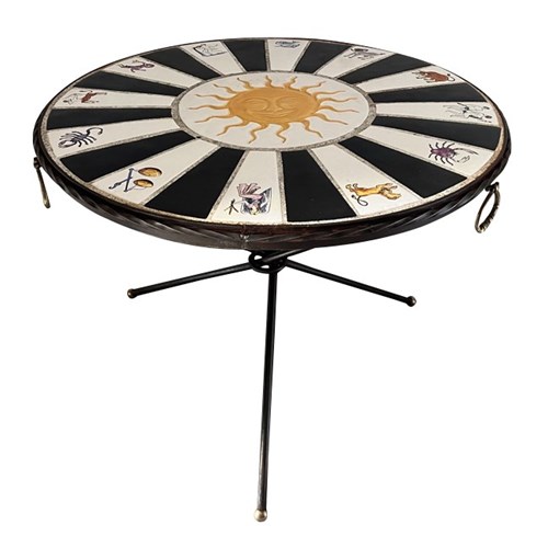Mid-Century Italian Zodiac Ceramic Cocktail Table
