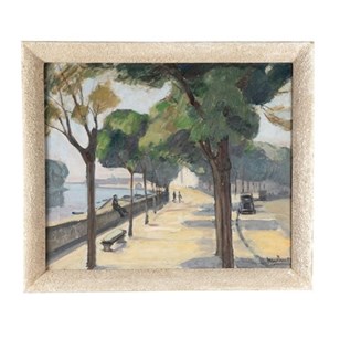 Mid Century Oil Painting 'Promenade...