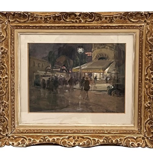 Framed Painting 'Paris, La Rotonde' By Mary Ethel Hunter