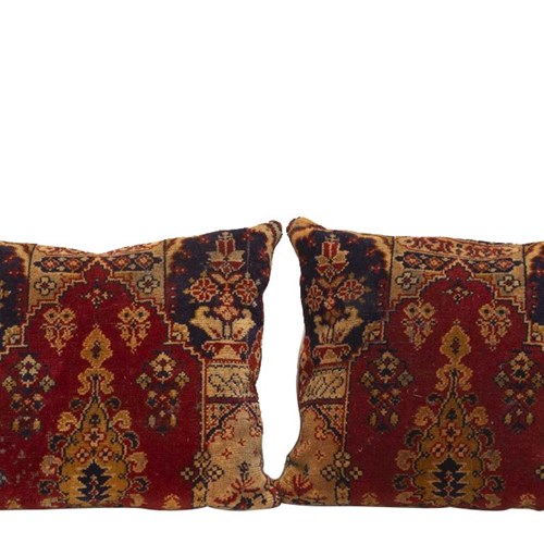 Pair Of 19Th Century Persian Carpet Cushion
