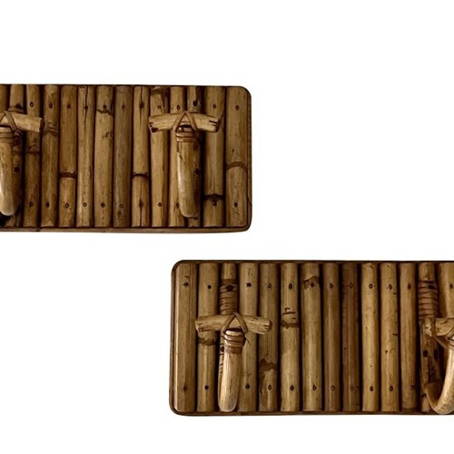 Pair Of Italian Bamboo Hanging Coat Hook Racks