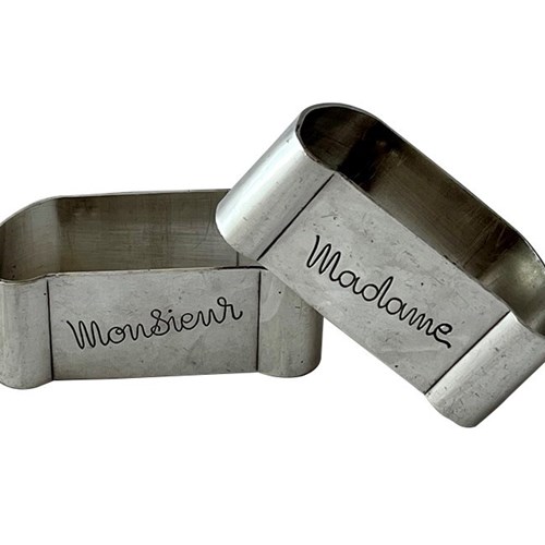 Pair Of Silverplate Madame & Monsieur Napkin Rings