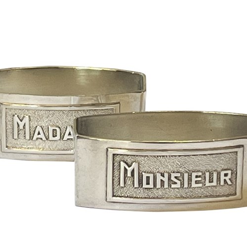 Pair Of Art Deco Madame & Monsieur Napkin Rings