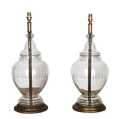 Pair Of Large Glass Table Lamps