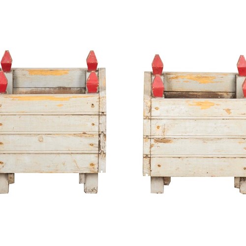 Pair Of Mid-Century French Painted Wooden Planters