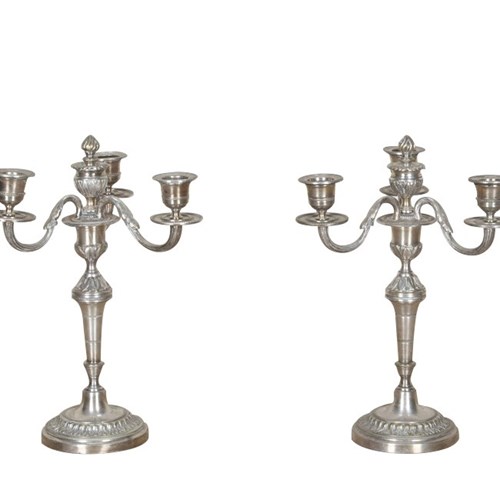 Pair Of Late 19Th Century Silver Plate Candelabras 