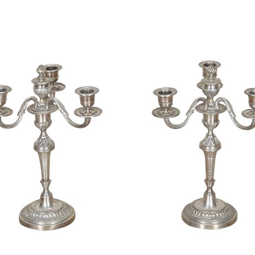 Pair Of Late 19Th Century Silver Plate Candelabras