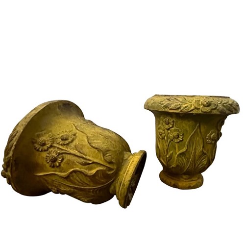 Pair Of Small Cast Iron Medici Urns