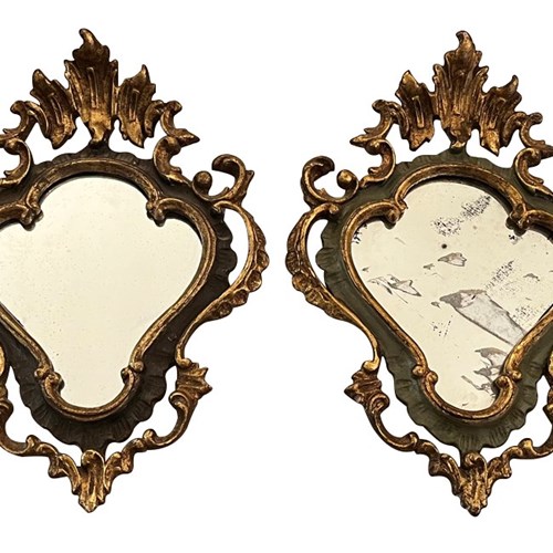 Pair Of Small Italian Rococo Revival Mirrors