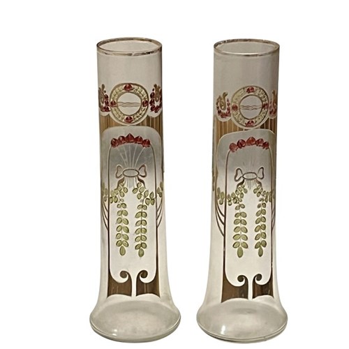 Pair Of Late 19Th Century Art Nouveau Glass Vases