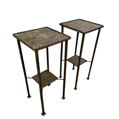 Pair Of 20Th Century Spanish Iron Pedestal Tables