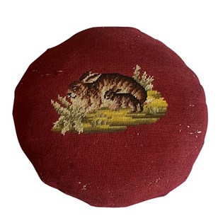 19Th Century French Round Needlepoi...