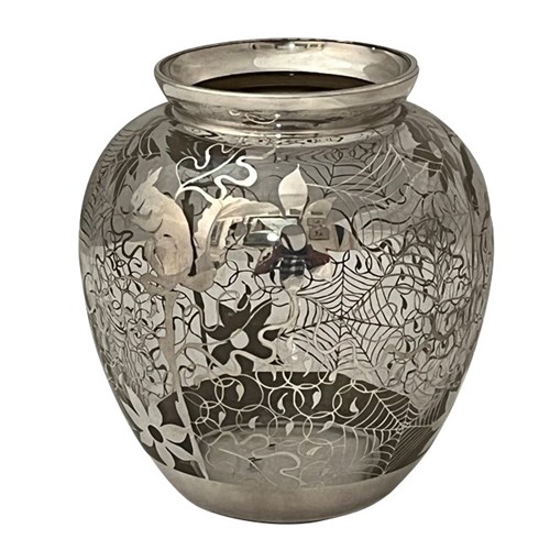 French Vase With Silver Overlay