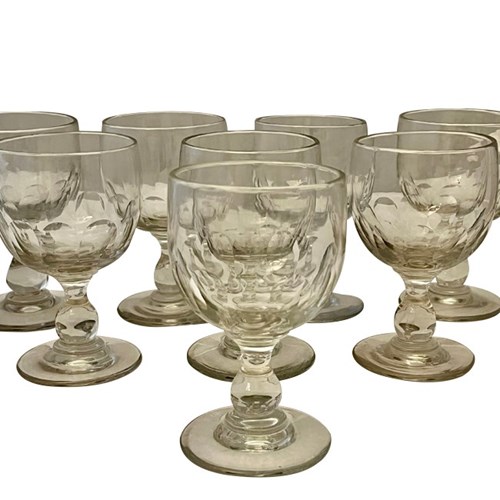 Set Of Eight French Thumbnail Cut Glasses