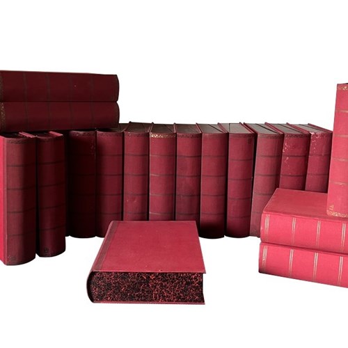 Collection Of 19 Red Fabric Bound Faux Book Files