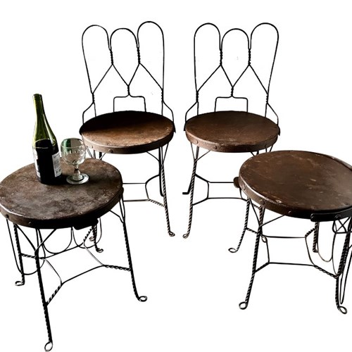 Set Of Four Mid-Century 'Bouchon De Champagne Folding Iron Chairs
