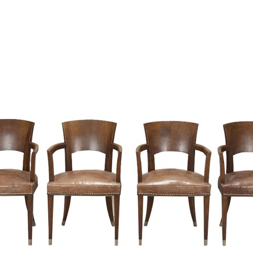 Set Of Four 20Th Century French Ruhlmann Style Armchairs