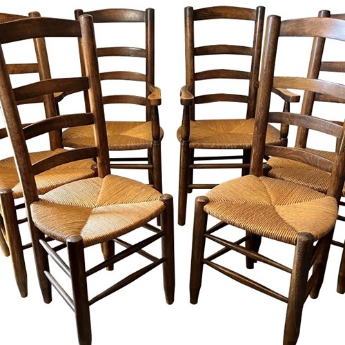 Set Of Six Charlotte Perriand Style Dining Chairs