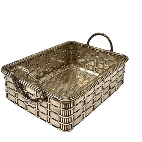 French Silver Plate Woven Bread Basket