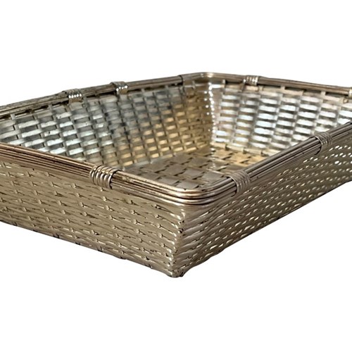 Silver Plate Rectangular Woven Bread Basket