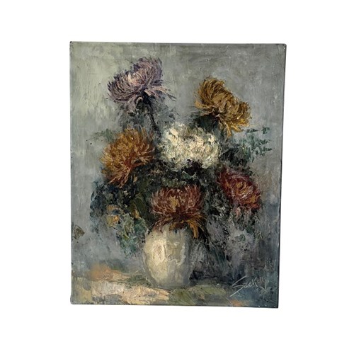 20Th Century Still Life Oil On Canvas Painting By Szekelly