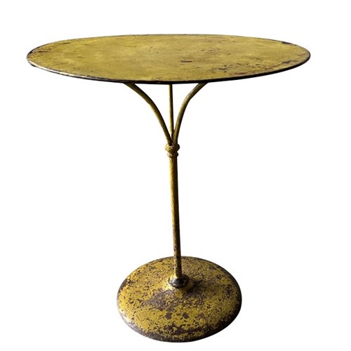 French Iron Yellow Gueridon Table