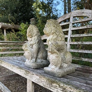 Pair of Small Heraldic Lions