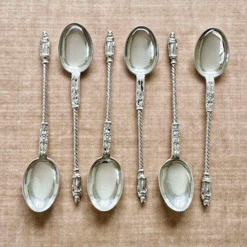 Six Danish Silver Apostle Spoons Circa 1910