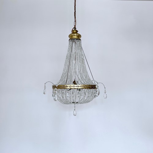 1920S French Crystal Beaded Balloon Chandelier