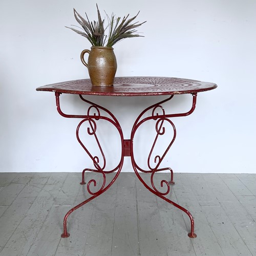20th C. French Wrought Iron Bistro Garden Table 