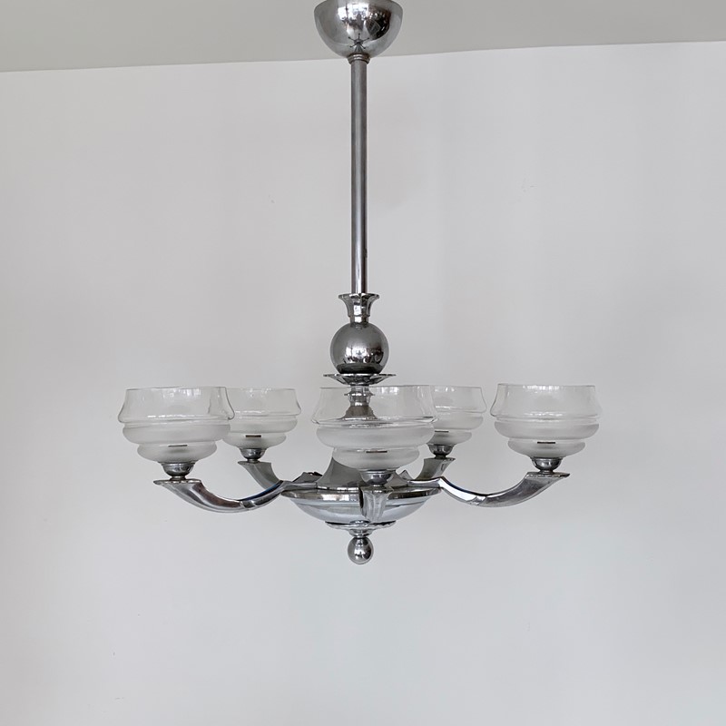 Art Deco Chromed Chandelier with Textured Shades-agapanthus-interiors-art-deco-chromed-chandelier-with-textured-glass-shades-main-637014824010056781.jpeg