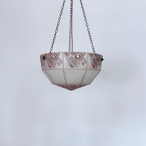 Art Deco Frosted Glass Diffuser With Purple, Pink And Blue Geometric Details