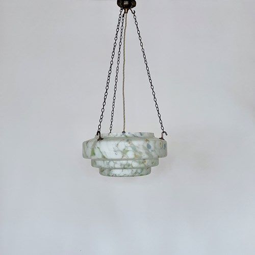 Art Deco White Matte Glass Diffuser With Multi Coloured Details