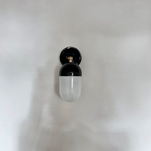 Contemporary Wall Light, Black Wall Fitting And White Glass Shade