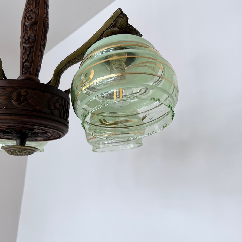 Carved Wooden Chandelier, Green Shades-agapanthus-interiors-carved-wooden-chandelier-with-brass-details-and-green-glass-shades-6-main-637909048927072840.jpg