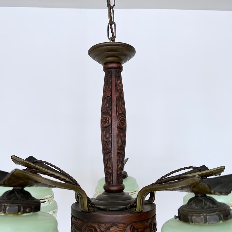 Carved Wooden Chandelier, Green Shades-agapanthus-interiors-carved-wooden-chandelier-with-brass-details-and-green-glass-shades-8-main-637909048966760509.jpg