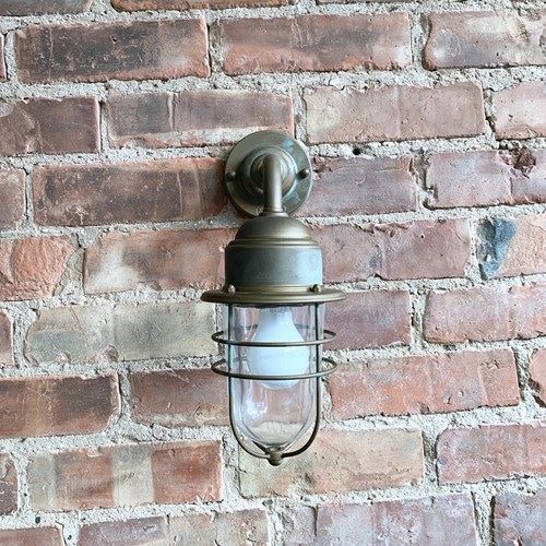 Contemporary Aged Brass 90º Bulk Head Lantern Wall Lights