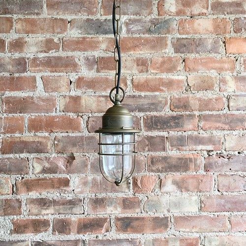 Contemporary Aged Brass Bulk Head Pendants